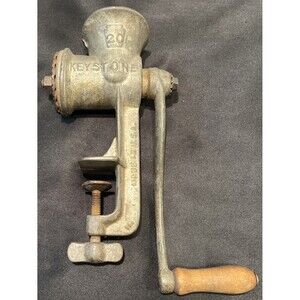 Vintage Keystone No. 20 Meat Grinder Hand with Crank Table Mount Made In USA